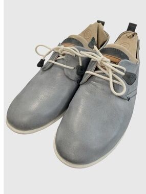 PIKOLINOS Calabria Light Blue Grey Leather Lace-Up Flats